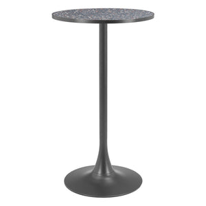 HomeRoots 24" Black Faux Terrazzo Round Bar Table – Stylish, Durable High-Top Design for Modern Spaces & Bars 668830