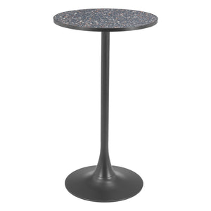 HomeRoots 24" Black Faux Terrazzo Round Bar Table – Stylish, Durable High-Top Design for Modern Spaces & Bars 668830