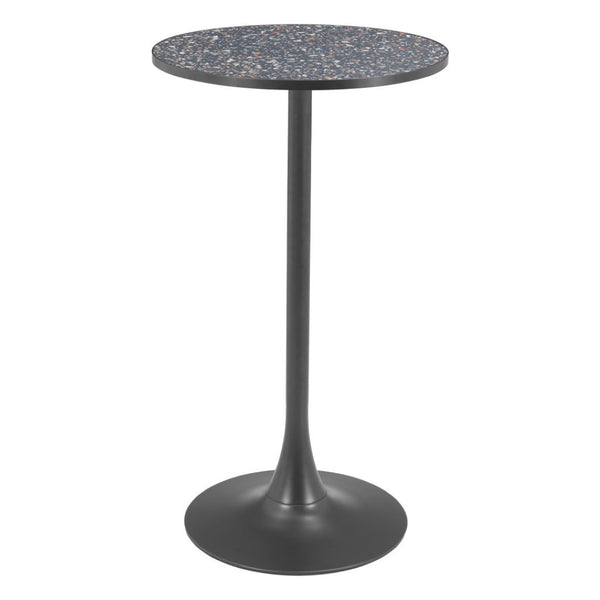 HomeRoots 24" Black Faux Terrazzo Round Bar Table – Stylish, Durable High-Top Design for Modern Spaces & Bars 668830