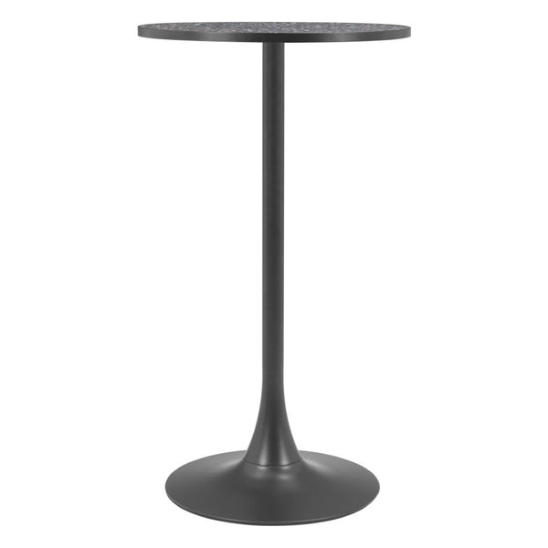 HomeRoots 24" Black Faux Terrazzo Round Bar Table – Stylish, Durable High-Top Design for Modern Spaces & Bars 668830
