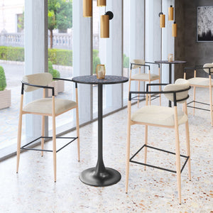 HomeRoots 24" Black Faux Terrazzo Round Bar Table – Stylish, Durable High-Top Design for Modern Spaces & Bars 668830