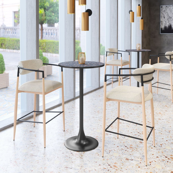 HomeRoots 24" Black Faux Terrazzo Round Bar Table – Stylish, Durable High-Top Design for Modern Spaces & Bars 668830