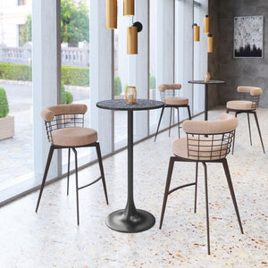 HomeRoots 24" Black Faux Terrazzo Round Bar Table – Stylish, Durable High-Top Design for Modern Spaces & Bars 668830