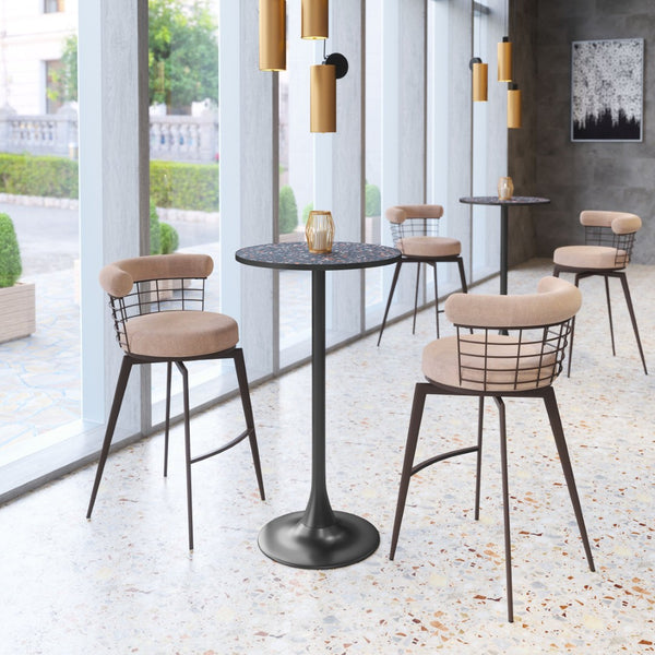 HomeRoots 24" Black Faux Terrazzo Round Bar Table – Stylish, Durable High-Top Design for Modern Spaces & Bars 668830
