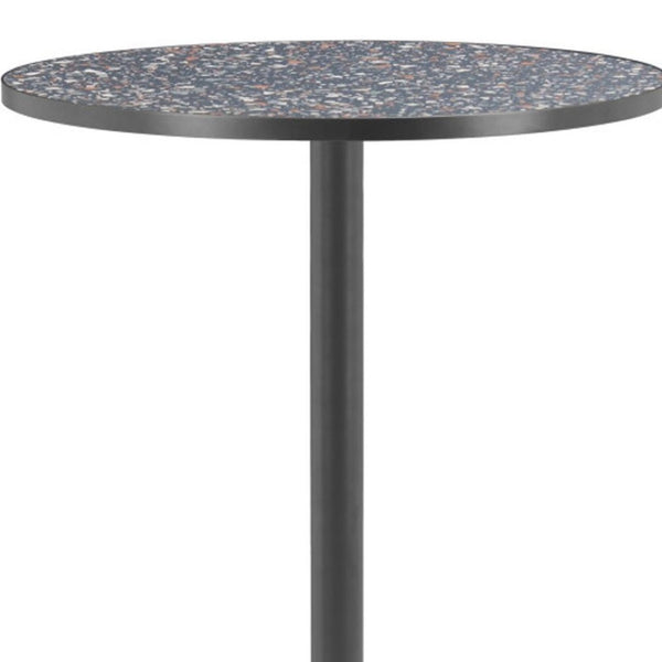HomeRoots 24" Black Faux Terrazzo Round Bar Table – Stylish, Durable High-Top Design for Modern Spaces & Bars 668830