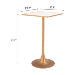HomeRoots 24" Beige Faux Terrazzo Bar Table with Gold Steel Base - Modern High-Top Design for Stylish Spaces 668831