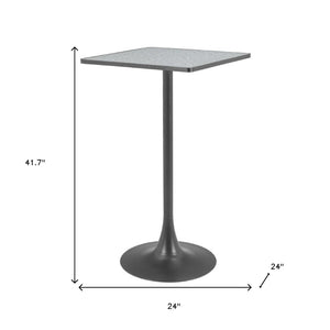 HomeRoots 24" Modern Gray Faux Terrazzo & Black Steel Square Bar Table for Stylish Dining & Gatherings 668832