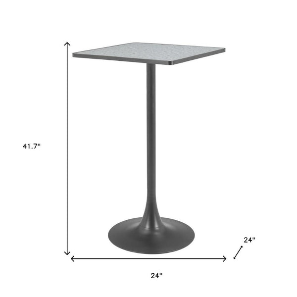 HomeRoots 24" Modern Gray Faux Terrazzo & Black Steel Square Bar Table for Stylish Dining & Gatherings 668832