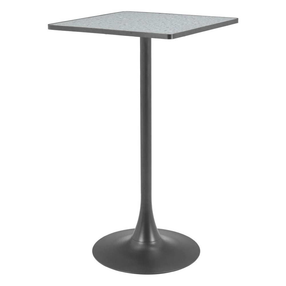 HomeRoots 24" Modern Gray Faux Terrazzo & Black Steel Square Bar Table for Stylish Dining & Gatherings 668832