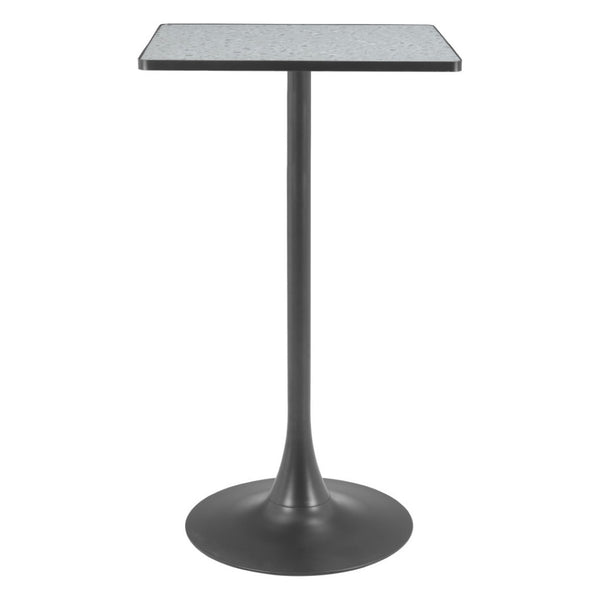 HomeRoots 24" Modern Gray Faux Terrazzo & Black Steel Square Bar Table for Stylish Dining & Gatherings 668832