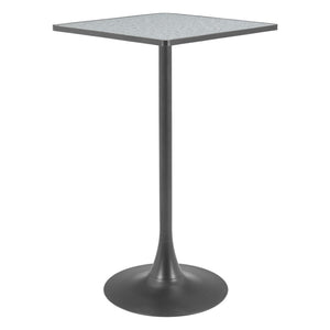 HomeRoots 24" Modern Gray Faux Terrazzo & Black Steel Square Bar Table for Stylish Dining & Gatherings 668832