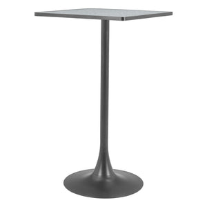 HomeRoots 24" Modern Gray Faux Terrazzo & Black Steel Square Bar Table for Stylish Dining & Gatherings 668832