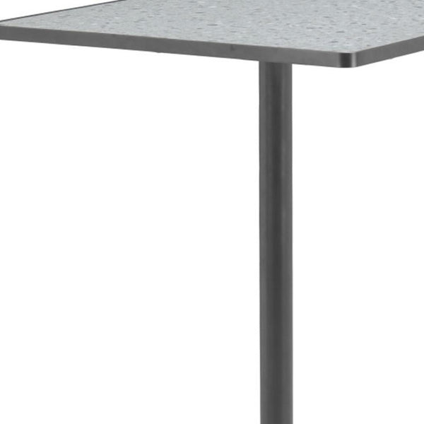HomeRoots 24" Modern Gray Faux Terrazzo & Black Steel Square Bar Table for Stylish Dining & Gatherings 668832