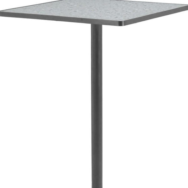 HomeRoots 24" Modern Gray Faux Terrazzo & Black Steel Square Bar Table for Stylish Dining & Gatherings 668832