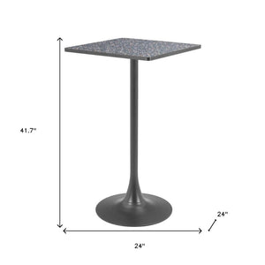 HomeRoots 24" Modern Black Faux Terrazzo & Steel Square Bar Table - Chic Design for Home & Hospitality Use 668833