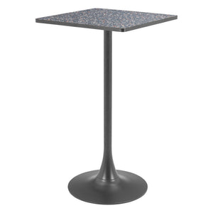 HomeRoots 24" Modern Black Faux Terrazzo & Steel Square Bar Table - Chic Design for Home & Hospitality Use 668833