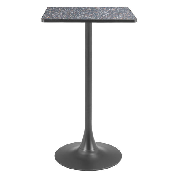 HomeRoots 24" Modern Black Faux Terrazzo & Steel Square Bar Table - Chic Design for Home & Hospitality Use 668833