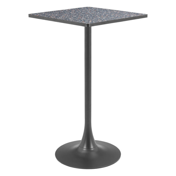 HomeRoots 24" Modern Black Faux Terrazzo & Steel Square Bar Table - Chic Design for Home & Hospitality Use 668833