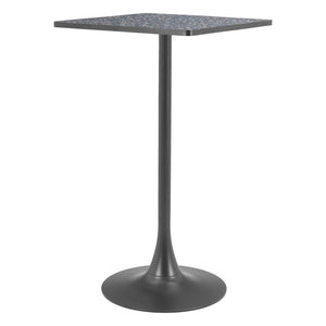 HomeRoots 24" Modern Black Faux Terrazzo & Steel Square Bar Table - Chic Design for Home & Hospitality Use 668833