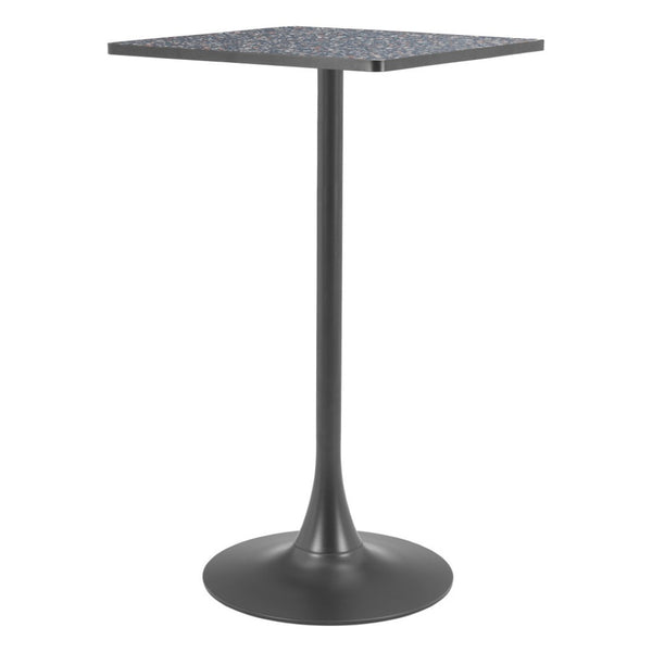 HomeRoots 24" Modern Black Faux Terrazzo & Steel Square Bar Table - Chic Design for Home & Hospitality Use 668833