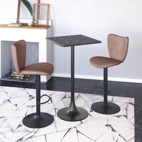HomeRoots 24" Modern Black Faux Terrazzo & Steel Square Bar Table - Chic Design for Home & Hospitality Use 668833