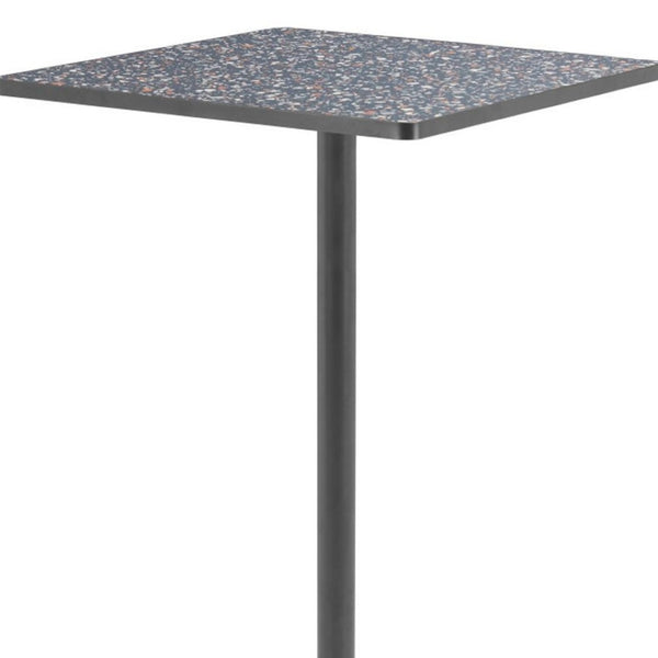 HomeRoots 24" Modern Black Faux Terrazzo & Steel Square Bar Table - Chic Design for Home & Hospitality Use 668833