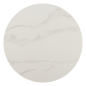 HomeRoots 26" Modern White Faux Marble Bar Table with Steel Base - Stylish, Durable Bistro Design for Any Space 668836
