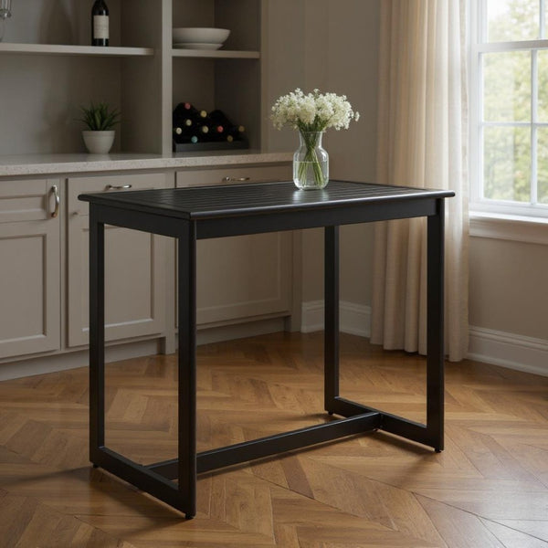 HomeRoots 51" Black Aluminum High-Top Outdoor Bar Table - Stylish, Durable, Weather-Resistant for Any Setting 668837