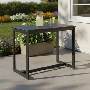 HomeRoots 51" Black Aluminum High-Top Outdoor Bar Table - Stylish, Durable, Weather-Resistant for Any Setting 668837