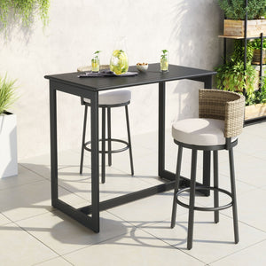 HomeRoots 51" Black Aluminum High-Top Outdoor Bar Table - Stylish, Durable, Weather-Resistant for Any Setting 668837
