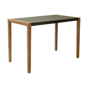HomeRoots 56" Gray Faux Concrete High-Top Bar Table with Solid Wood Accents for Indoor/Outdoor Entertaining 668840