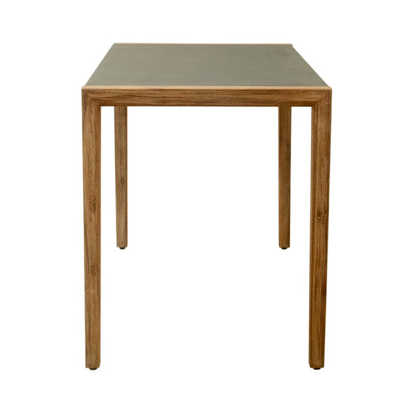 HomeRoots 56" Gray Faux Concrete High-Top Bar Table with Solid Wood Accents for Indoor/Outdoor Entertaining 668840