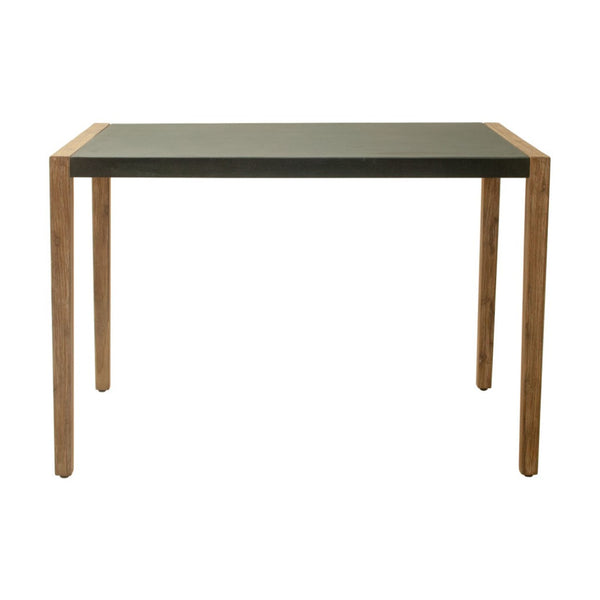 HomeRoots 56" Gray Faux Concrete High-Top Bar Table with Solid Wood Accents for Indoor/Outdoor Entertaining 668840
