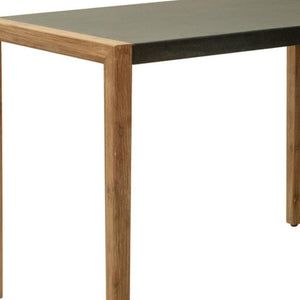 HomeRoots 56" Gray Faux Concrete High-Top Bar Table with Solid Wood Accents for Indoor/Outdoor Entertaining 668840