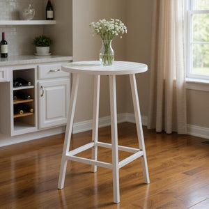 HomeRoots 24" Modern White Aluminum Round Outdoor Bar Table - Stylish, Durable, Perfect for Any Gathering! 668841