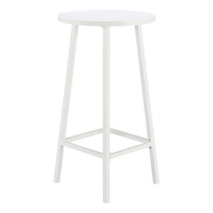 HomeRoots 24" Modern White Aluminum Round Outdoor Bar Table - Stylish, Durable, Perfect for Any Gathering! 668841