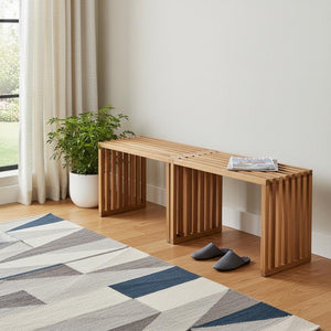 HomeRoots 54" Natural Acacia Wood Extendable Bench - Stylish, Versatile Seating for Indoor & Outdoor Use 668842