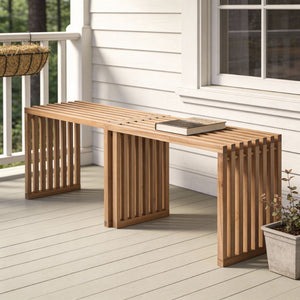 HomeRoots 54" Natural Acacia Wood Extendable Bench - Stylish, Versatile Seating for Indoor & Outdoor Use 668842