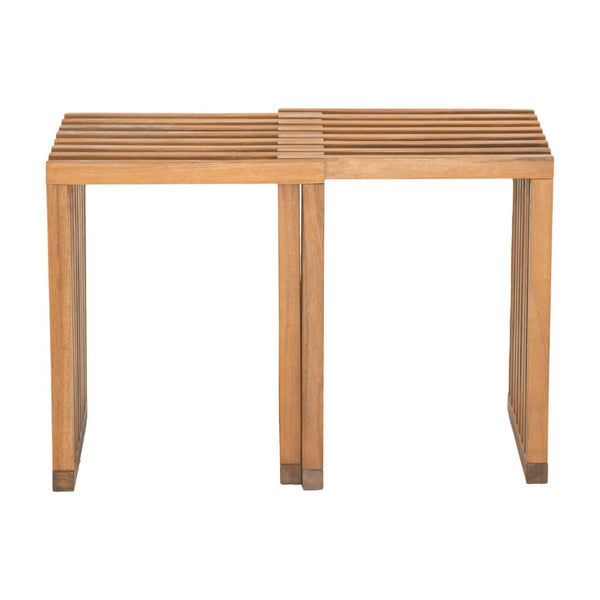 HomeRoots 27" Natural Solid Wood Adjustable Bench - Versatile Acacia Seating for Indoor & Outdoor Spaces 668843