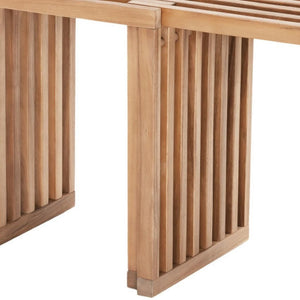 HomeRoots 27" Natural Solid Wood Adjustable Bench - Versatile Acacia Seating for Indoor & Outdoor Spaces 668843
