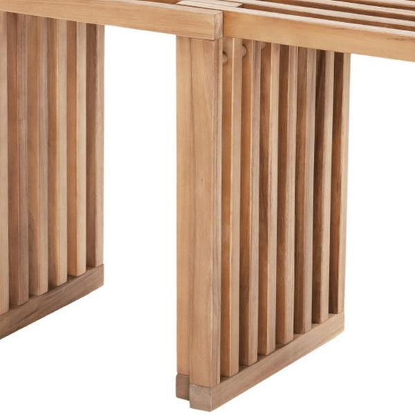 HomeRoots 27" Natural Solid Wood Adjustable Bench - Versatile Acacia Seating for Indoor & Outdoor Spaces 668843