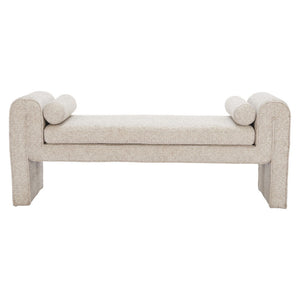 HomeRoots 60" Beige Upholstered Bench - Stylish Solid Wood Seating for Entryway, Hallway, or Foyer Decor 668844