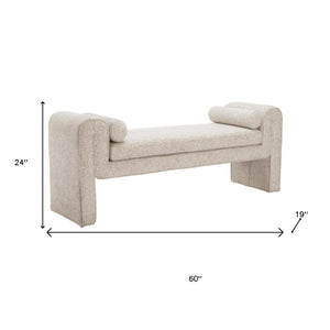 HomeRoots 60" Beige Upholstered Bench - Stylish Solid Wood Seating for Entryway, Hallway, or Foyer Decor 668844