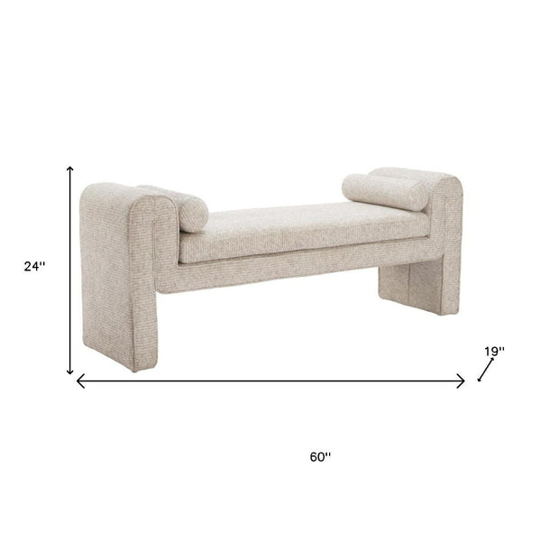 HomeRoots 60" Beige Upholstered Bench - Stylish Solid Wood Seating for Entryway, Hallway, or Foyer Decor 668844
