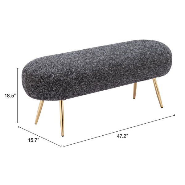 HomeRoots 48" Black and Gold Upholstered Bench - Stylish Entryway Seating with Storage for Shoes and Keys 668845