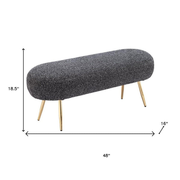 HomeRoots 48" Black and Gold Upholstered Bench - Stylish Entryway Seating with Storage for Shoes and Keys 668845