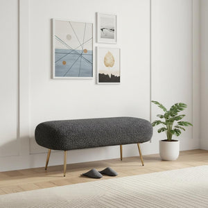 HomeRoots 48" Black and Gold Upholstered Bench - Stylish Entryway Seating with Storage for Shoes and Keys 668845