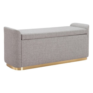 HomeRoots 48" Elegant Gray and Gold Upholstered Bench – Versatile Seating for Entryways, Bedrooms & More! 668846