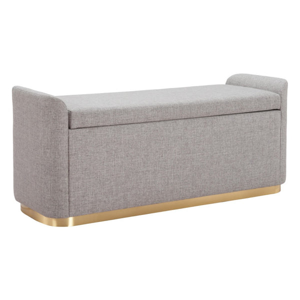 HomeRoots 48" Elegant Gray and Gold Upholstered Bench – Versatile Seating for Entryways, Bedrooms & More! 668846