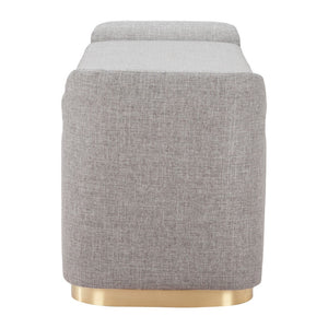 HomeRoots 48" Elegant Gray and Gold Upholstered Bench – Versatile Seating for Entryways, Bedrooms & More! 668846